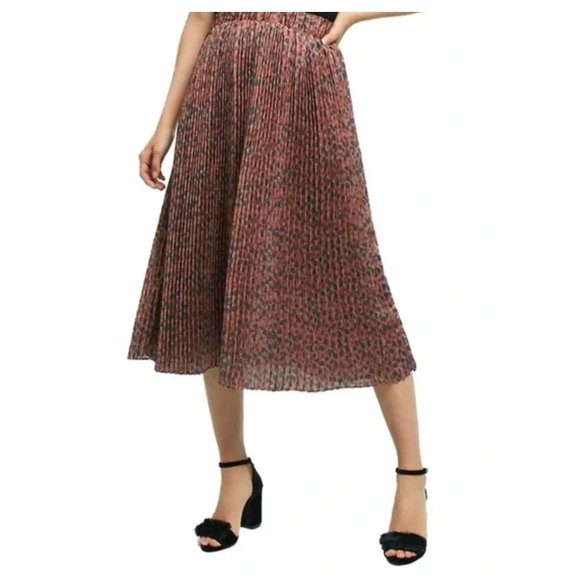 NWT ANthropologie NUMPH Yangmei Pleated Leopard Skirt